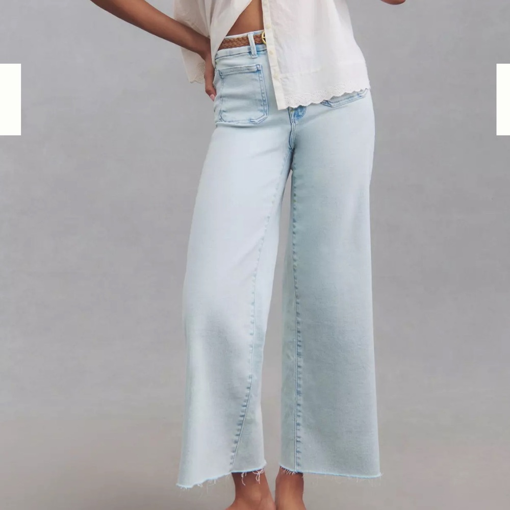 Good American Good Waist Palazzo Crop Patch Pocket Jeans size 27 size 4